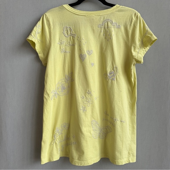 Johnny Was | Embroidered Yellow Scoop Neck Cotton Top | Size M - Picture 3 of 10